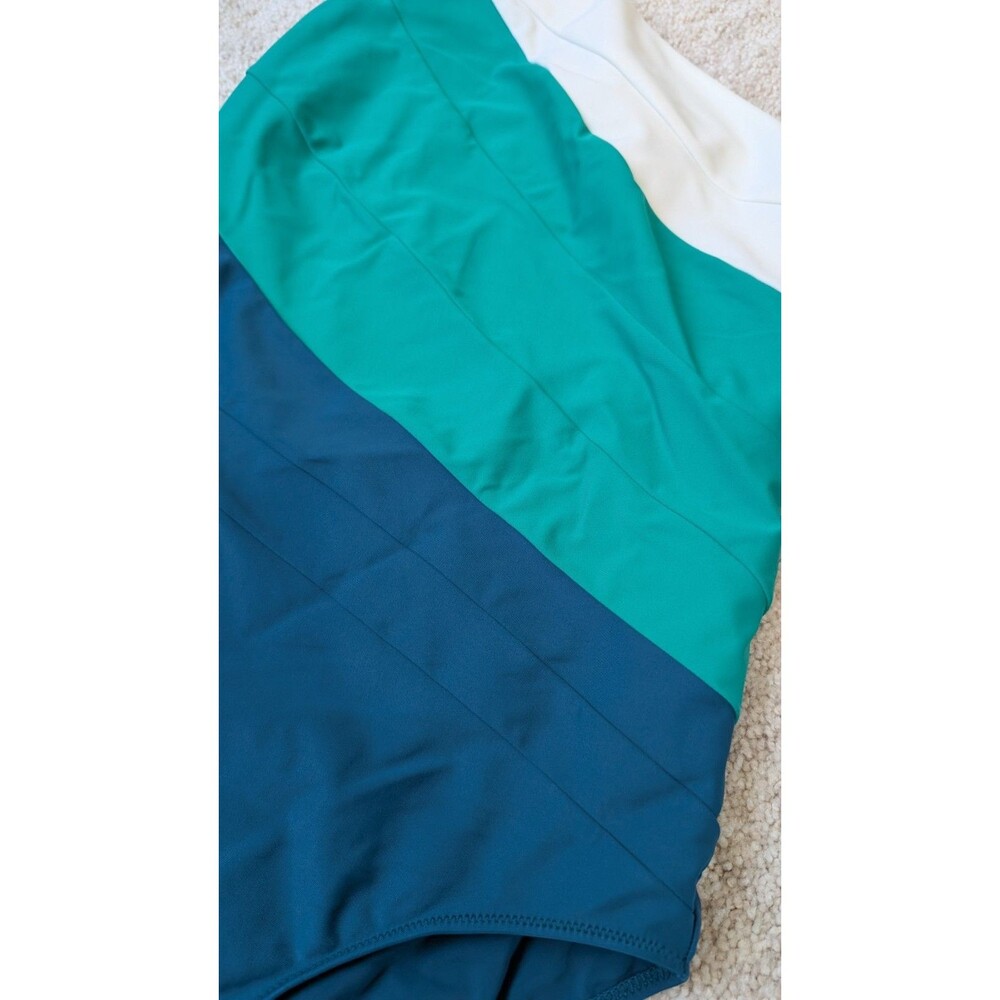 Summersalt Womens 8 White Green Blue Colorblock The Sidestroke OnePiece Swimsuit - Picture 2 of 5
